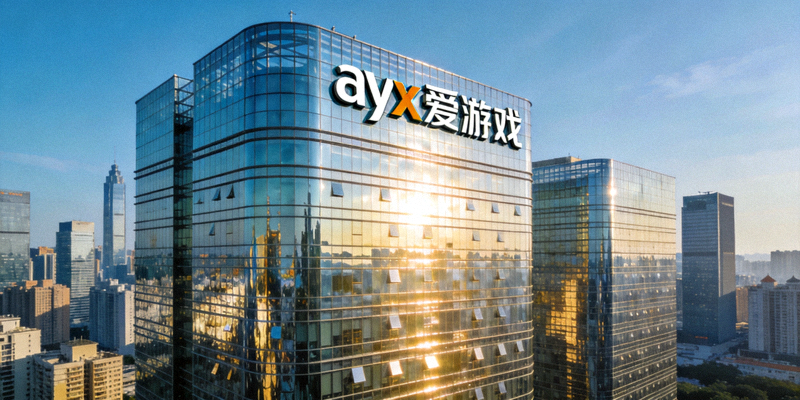 ayx爱游戏广州总部办公大楼外观实景照片，现代玻璃幕墙建筑，位于广州市天河区体育西路