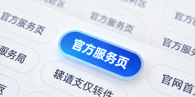 官网首页导航栏特写，高亮显示‘官方服务页’入口按钮