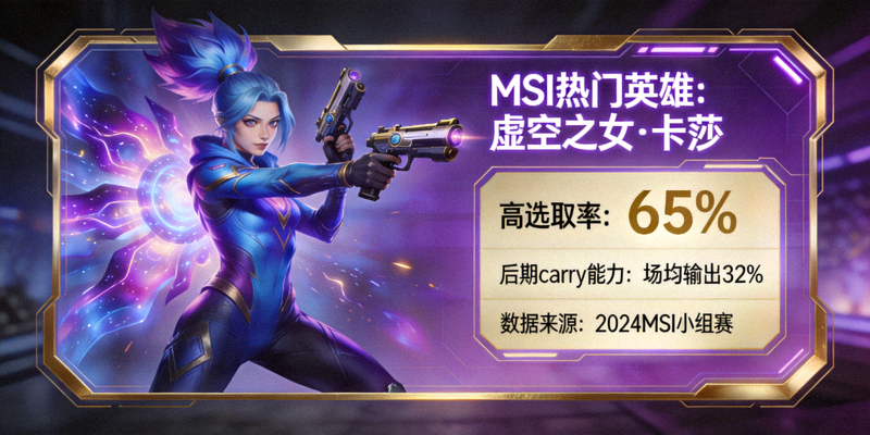 MSI热门英雄卡莎数据卡片，虚空之女高选取率与后期carry能力