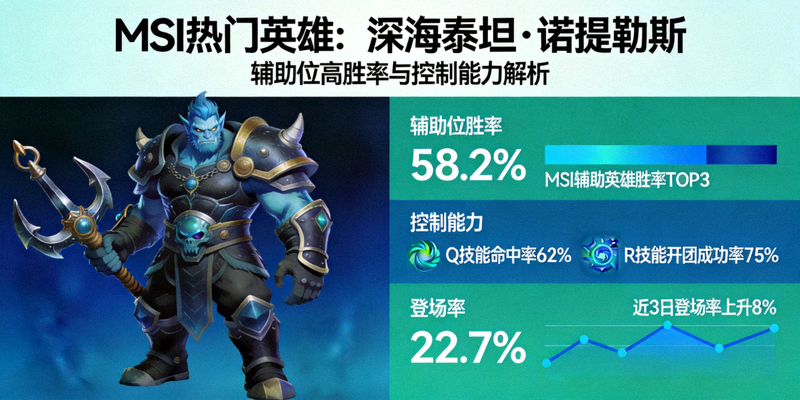 MSI热门英雄诺提勒斯数据卡片，深海泰坦辅助位高胜率与控制能力