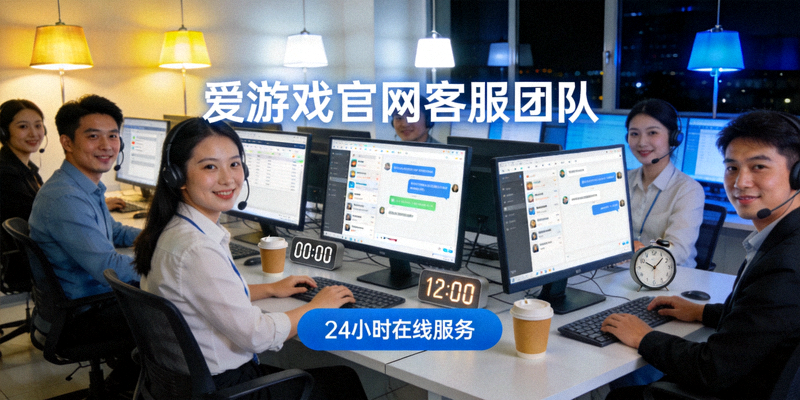 爱游戏官网客服团队工作场景图，体现全天候在线服务能力