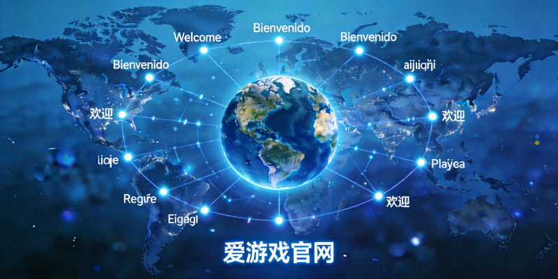 全球网络连接示意图，象征爱游戏官网多语言服务覆盖全球用户